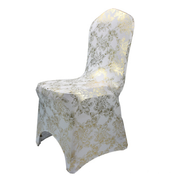 Gold Metallic Damask Spandex Banquet Slipcovers Covers de cadeira para casamentos house de chaise